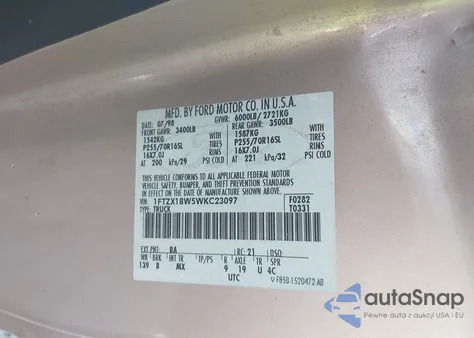 1998 Ford F150 Lariat/Standard/Xl/Xlt from USA, damaged, VIN 1FTZX18W5WKC23097